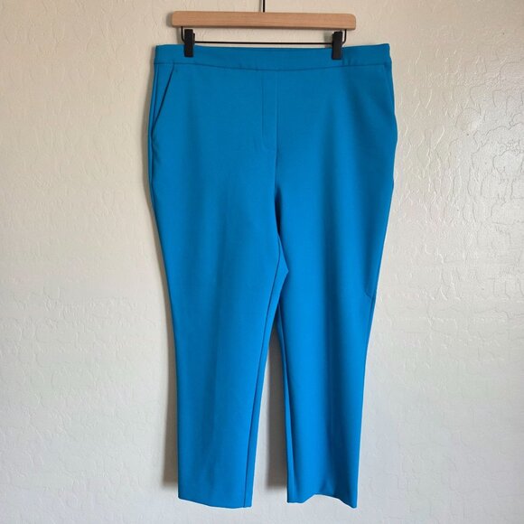 Rachel Zoe High-Rise Elastic Waist Pull-On Ankle Pant Blue Womens 14 Work Career - Picture 1 of 7